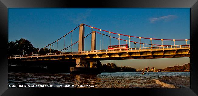 Chelsea Bridge with Red Bus Framed Print by Dawn O'Connor