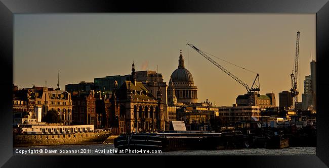St. Paul's and river barges Framed Print by Dawn O'Connor