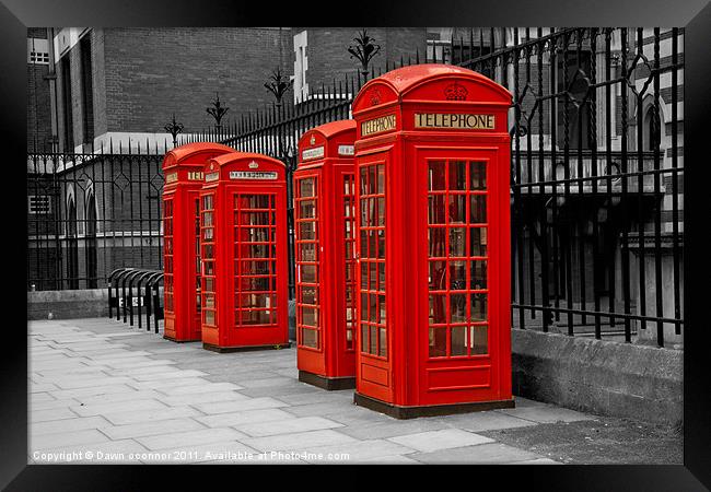 Red Telephone Boxes Framed Print by Dawn O'Connor
