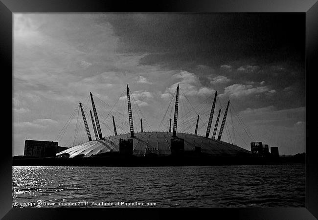 Millennium Dome Sunrise, O2 BW Framed Print by Dawn O'Connor