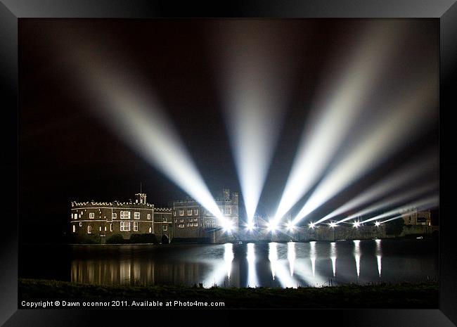Leeds Castle and Laser Lights Framed Print by Dawn O'Connor