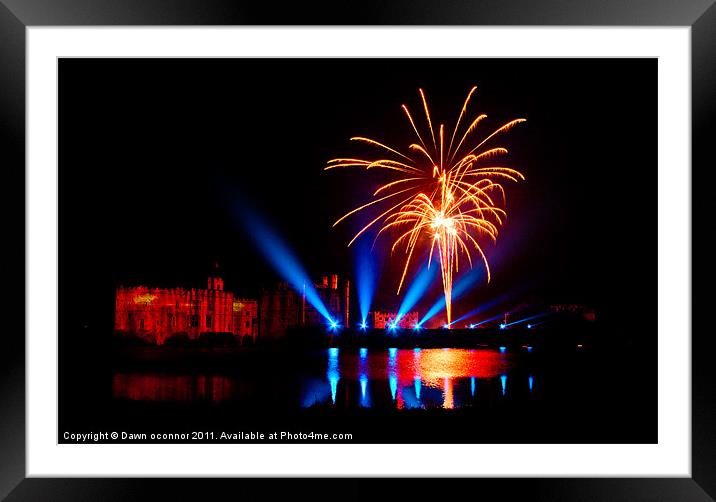 Leeds Castle Fireworks Framed Mounted Print by Dawn O'Connor