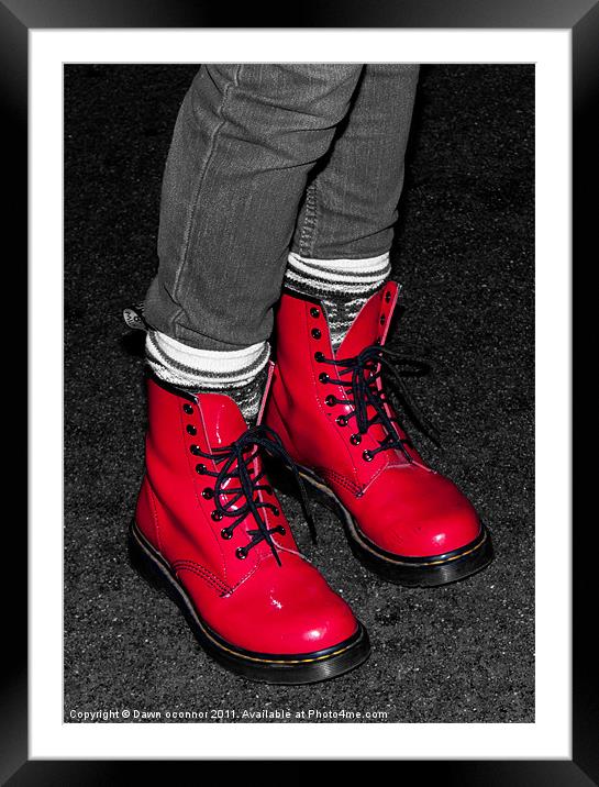 Red Boots Framed Mounted Print by Dawn O'Connor