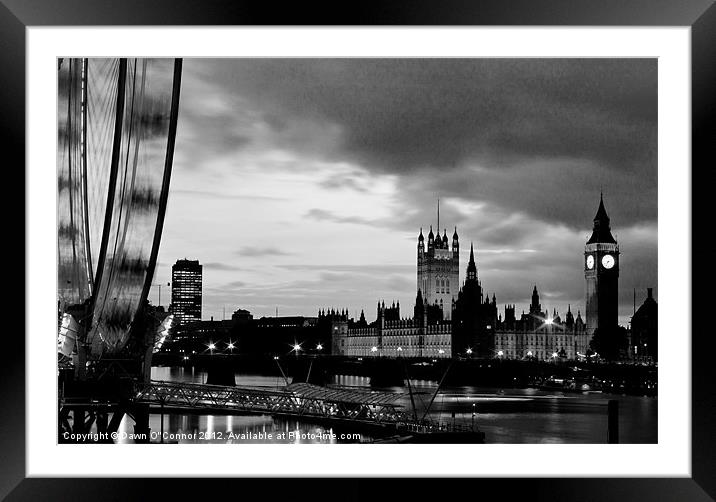 Westminster and London Eye Framed Mounted Print by Dawn O'Connor