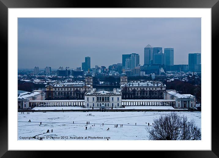 Royal Greenwich Snow Framed Mounted Print by Dawn O'Connor