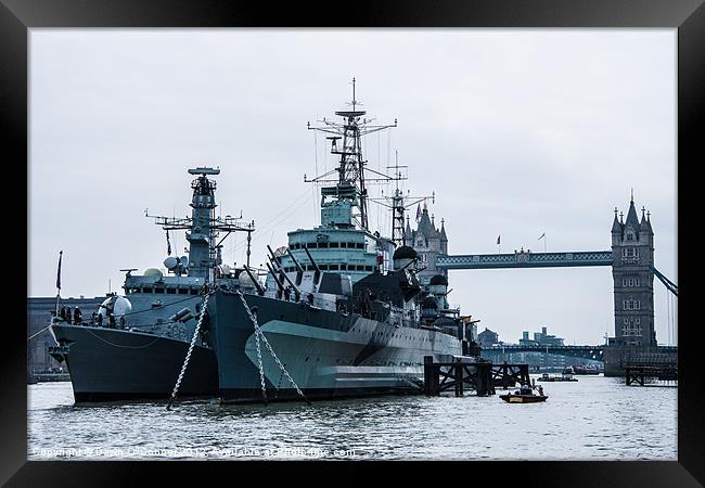 HMS St. Alban's and HMS Belfast Framed Print by Dawn O'Connor