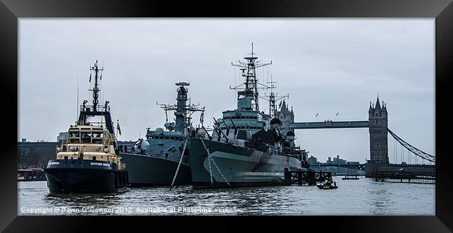 Battleships and Tugboat Framed Print by Dawn O'Connor