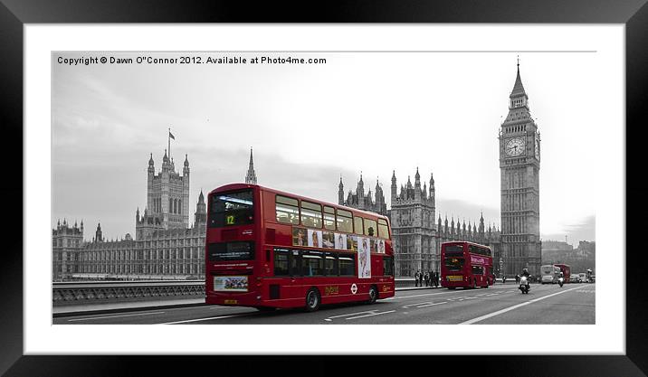Red London Buses at Westminster Framed Mounted Print by Dawn O'Connor