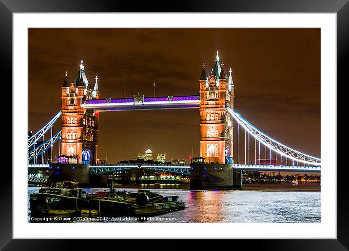 Tower Bridge with London Barges Framed Mounted Print by Dawn O'Connor