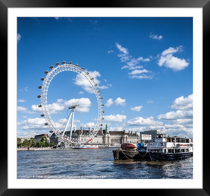 London Eye and County Hall Framed Mounted Print by Dawn O'Connor