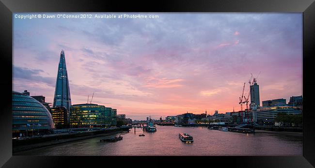 London Cityscape Sunset Framed Print by Dawn O'Connor