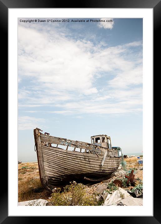 Wrecked Boat Dungeness Framed Mounted Print by Dawn O'Connor