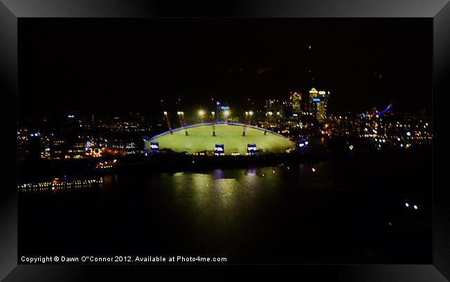Docklands and the O2 at Night Framed Print by Dawn O'Connor