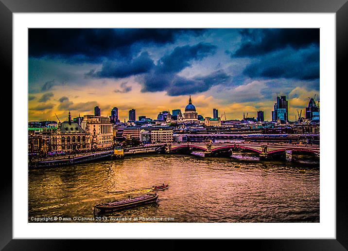 London Cityscape Framed Mounted Print by Dawn O'Connor