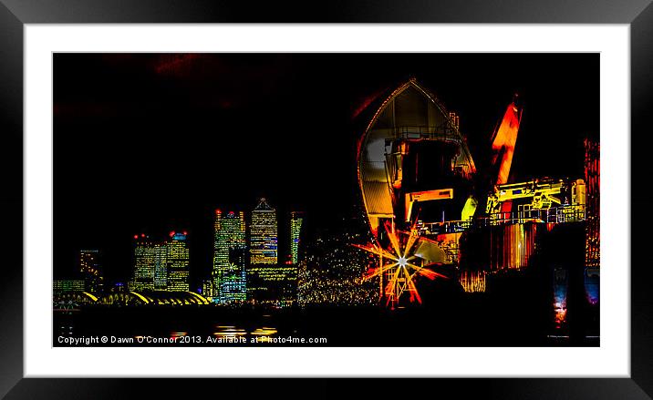 Docklands and Thames Barrier Framed Mounted Print by Dawn O'Connor