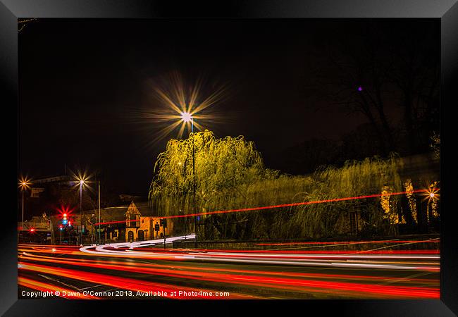 Car Light Trails Framed Print by Dawn O'Connor