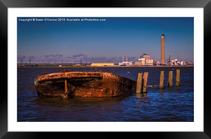 Riverside Wreck at High Tide Framed Mounted Print by Dawn O'Connor