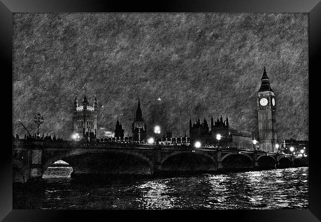 Westminster Bridge, Big Ben and The Houses of Parl Framed Print by Dawn O'Connor