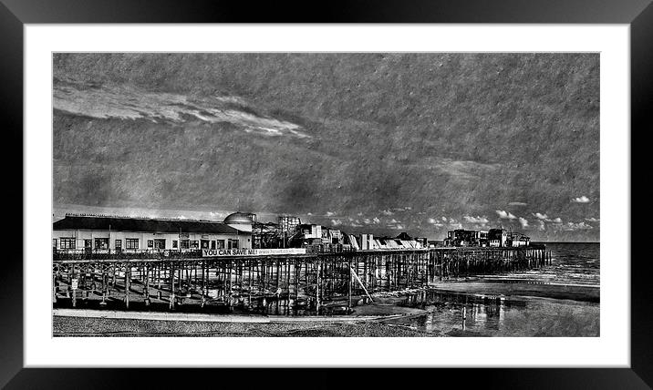 Hastings Pier After The Fire, Vintage Style Framed Mounted Print by Dawn O'Connor