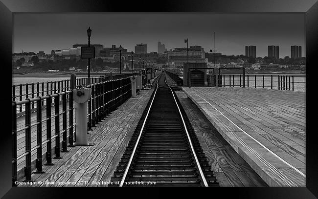 Southend on Sea, Pier Tracks Framed Print by Dawn O'Connor