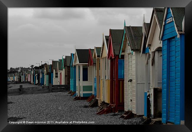 Southend on Sea Beach Huts Framed Print by Dawn O'Connor