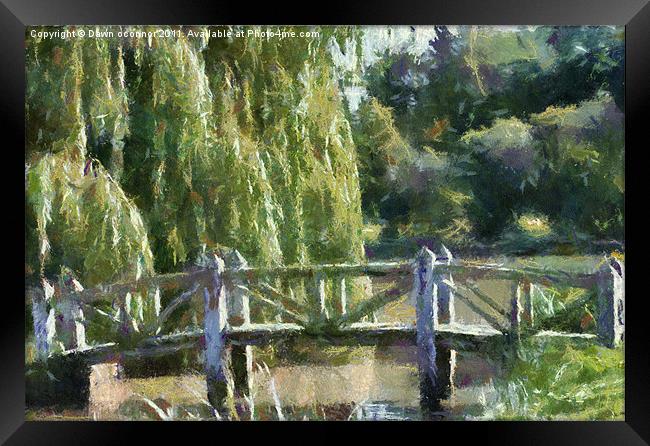 Wooden Bridge Monet Style Framed Print by Dawn O'Connor