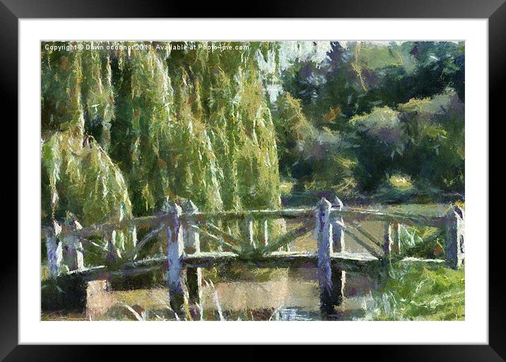 Wooden Bridge Monet Style Framed Mounted Print by Dawn O'Connor