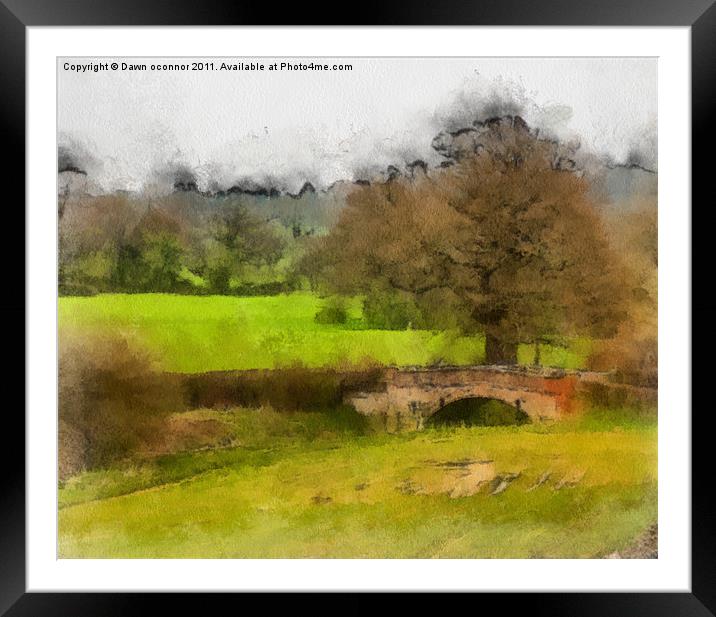 Stone Bridge, Aquarell Style Framed Mounted Print by Dawn O'Connor