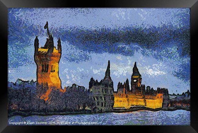 Houses of Parliament Van Gogh Style Framed Print by Dawn O'Connor