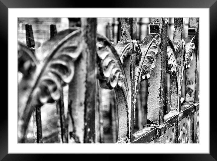 The Iron Gate in Black and White Framed Mounted Print by Lauren Meyerink