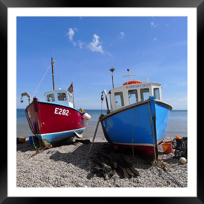 Boats at Beer Framed Mounted Print by Graham Piper