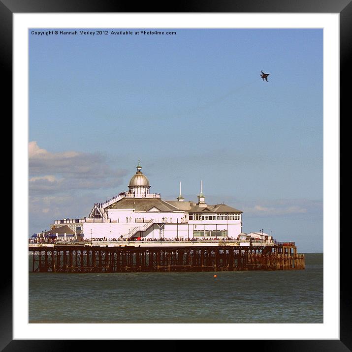 F-16 Flying Over Pier Framed Mounted Print by Hannah Morley