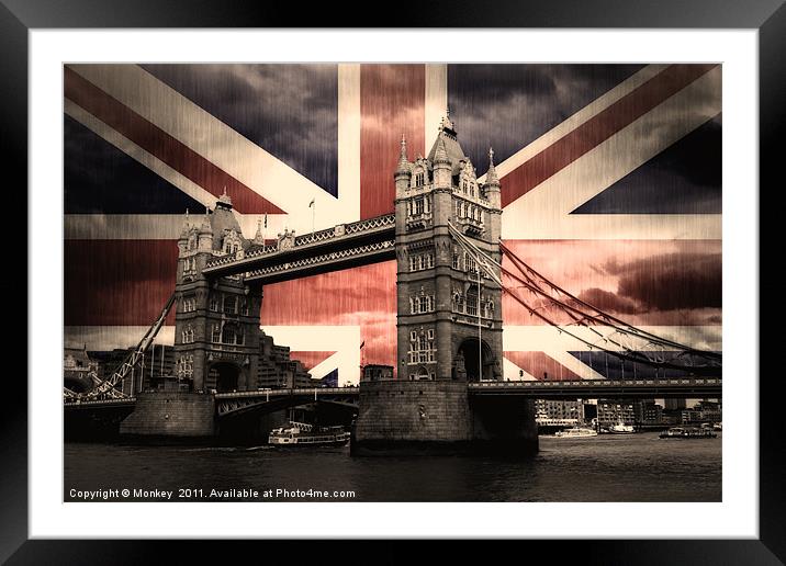 Union Jack London Bridge Framed Mounted Print by Anthony Michael 