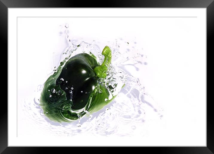 Fresh Green Pepper Framed Mounted Print by Anthony Michael 