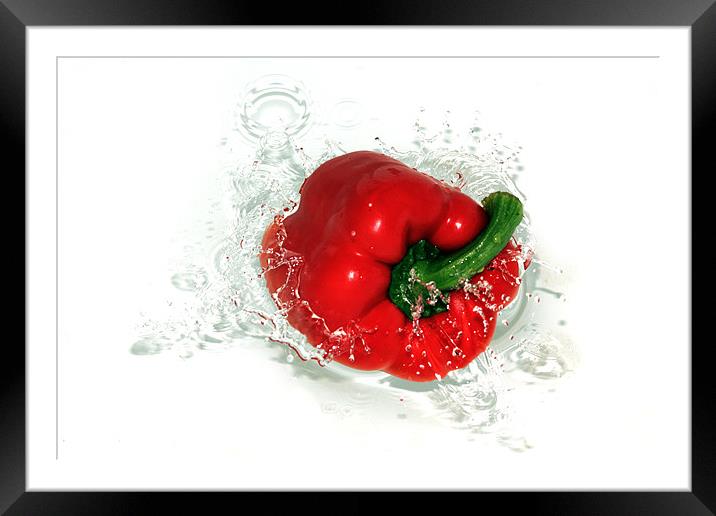Fresh Red Pepper Framed Mounted Print by Anthony Michael 