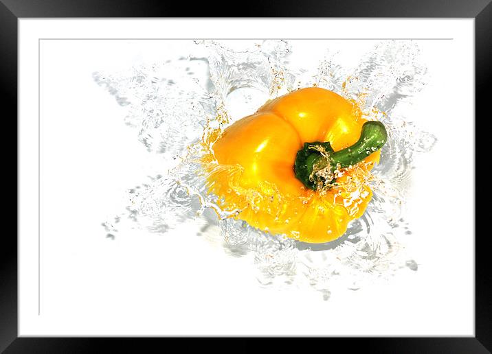 Fresh Yellow Pepper Framed Mounted Print by Anthony Michael 