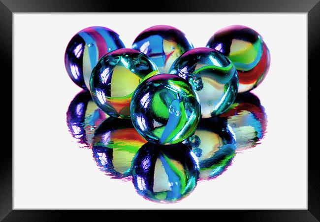 Colourful Glass Marbles Framed Print by Anthony Michael 