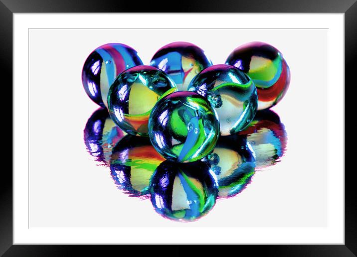 Colourful Glass Marbles Framed Mounted Print by Anthony Michael 