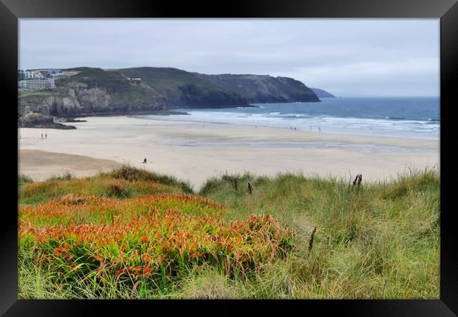 Perranporth Beach Framed Print by Anthony Michael 