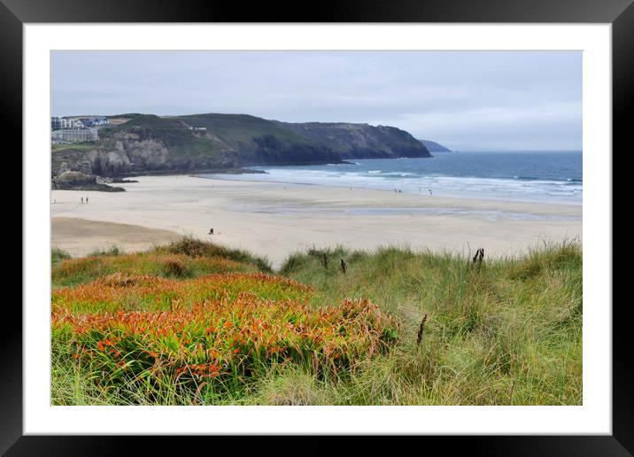 Perranporth Beach Framed Mounted Print by Anthony Michael 