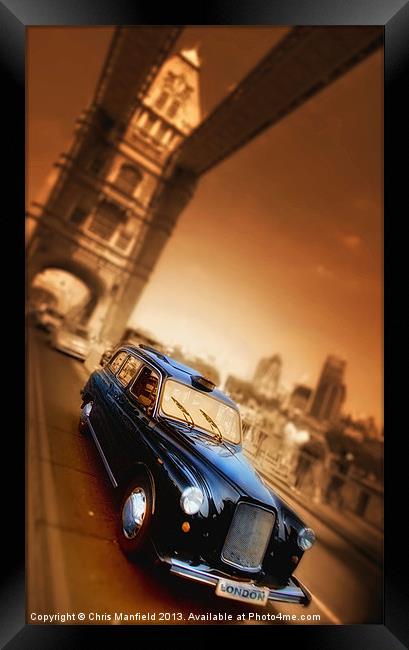 Tower Bridge taxi Framed Print by Chris Manfield