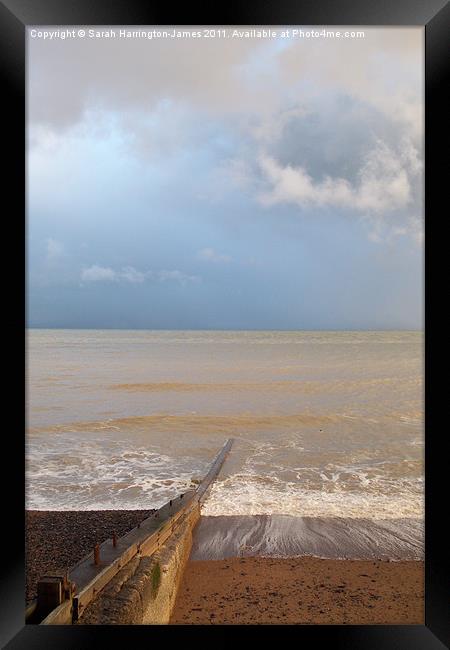 Stormy day, St Margarets Bay, Kent Framed Print by Sarah Harrington-James