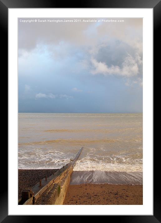 Stormy day, St Margarets Bay, Kent Framed Mounted Print by Sarah Harrington-James