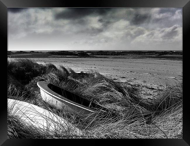 Boats in Dunes Framed Print by Ian Tomkinson