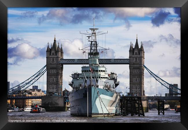 Tower Bridge & HMS Belfast Framed Print by Joanne Wilde