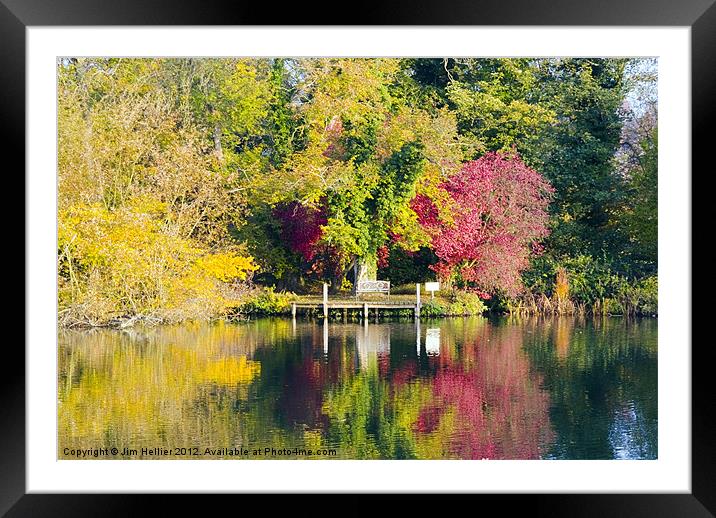 Autumn Colours river Thames Framed Mounted Print by Jim Hellier
