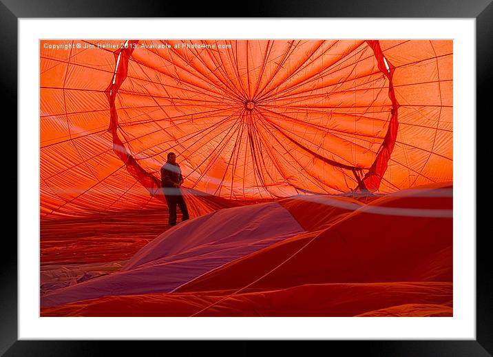 inside hot air baloon Framed Mounted Print by Jim Hellier