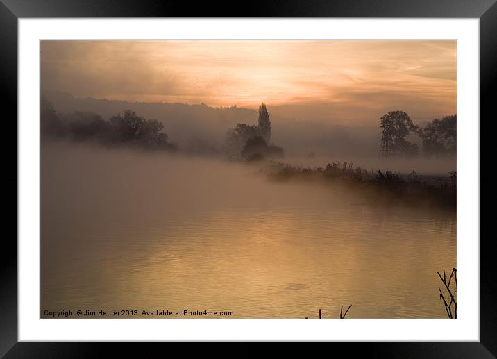Morning mist Thames at Mapledurham Framed Mounted Print by Jim Hellier