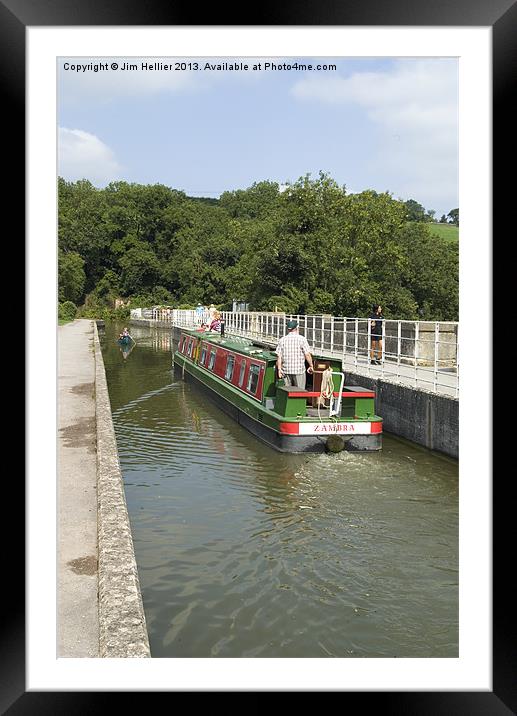 Narrowboat crossing Avoncliff aqueduct Framed Mounted Print by Jim Hellier
