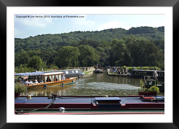 Barge Diana Crossing Dundas Aqueduct Framed Mounted Print by Jim Hellier